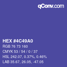 Color code: HEX #4C49A0 | qconv.com