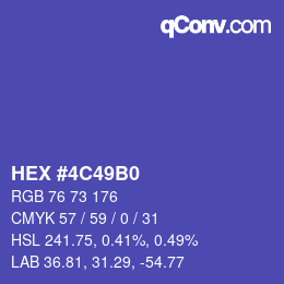 Color code: HEX #4C49B0 | qconv.com