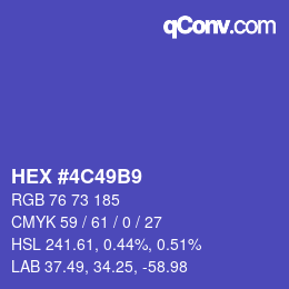 Color code: HEX #4C49B9 | qconv.com