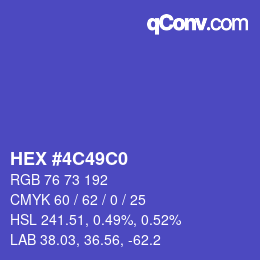 Color code: HEX #4C49C0 | qconv.com