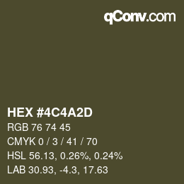 Color code: HEX #4C4A2D | qconv.com