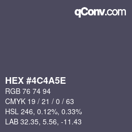 Color code: HEX #4C4A5E | qconv.com