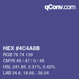 カラーコード: HEX #4C4A8B | qconv.com