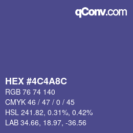 Color code: HEX #4C4A8C | qconv.com