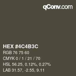 Color code: HEX #4C4B3C | qconv.com
