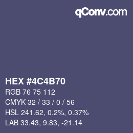 カラーコード: HEX #4C4B70 | qconv.com