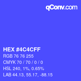 Color code: HEX #4C4CFF | qconv.com