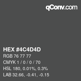 颜色代码: HEX #4C4D4D | qconv.com