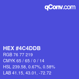 Color code: HEX #4C4DDB | qconv.com