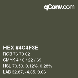 Color code: HEX #4C4F3E | qconv.com