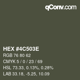 Color code: HEX #4C503E | qconv.com