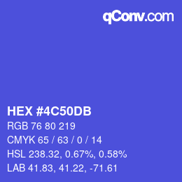 カラーコード: HEX #4C50DB | qconv.com