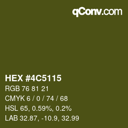 Farbcode: HEX #4C5115 | qconv.com