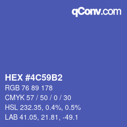 Color code: HEX #4C59B2 | qconv.com