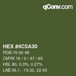 Farbcode: HEX #4C5A30 | qconv.com