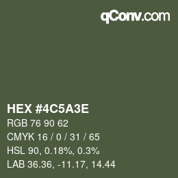 Color code: HEX #4C5A3E | qconv.com