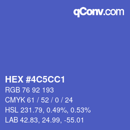カラーコード: HEX #4C5CC1 | qconv.com