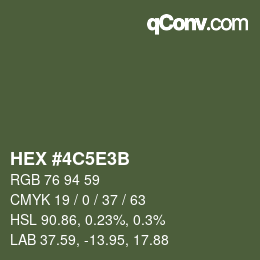 颜色代码: HEX #4C5E3B | qconv.com
