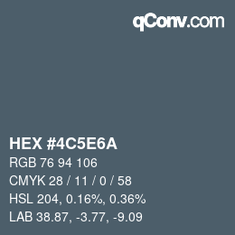Code couleur: HEX #4C5E6A | qconv.com