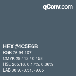 Color code: HEX #4C5E6B | qconv.com