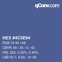 Color code: HEX #4C5E94 | qconv.com