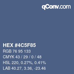 カラーコード: HEX #4C5F85 | qconv.com