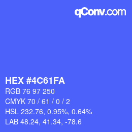 颜色代码: HEX #4C61FA | qconv.com
