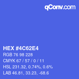 カラーコード: HEX #4C62E4 | qconv.com