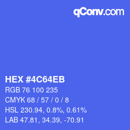 Color code: HEX #4C64EB | qconv.com