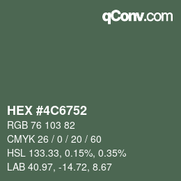 Color code: HEX #4C6752 | qconv.com