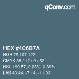 カラーコード: HEX #4C6B7A | qconv.com