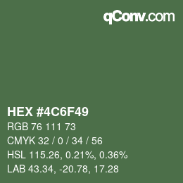 颜色代码: HEX #4C6F49 | qconv.com