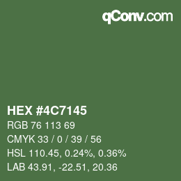 カラーコード: HEX #4C7145 | qconv.com