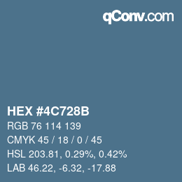 Farbcode: HEX #4C728B | qconv.com