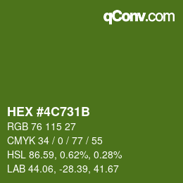 Color code: HEX #4C731B | qconv.com