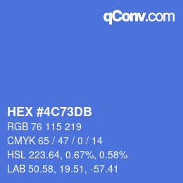 Color code: HEX #4C73DB | qconv.com