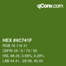 Color code: HEX #4C741F | qconv.com
