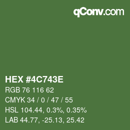 Color code: HEX #4C743E | qconv.com