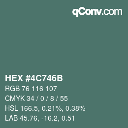 Color code: HEX #4C746B | qconv.com