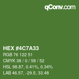 Color code: HEX #4C7A33 | qconv.com