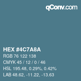 颜色代码: HEX #4C7A8A | qconv.com