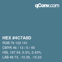 カラーコード: HEX #4C7A8D | qconv.com