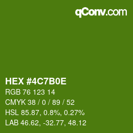 Color code: HEX #4C7B0E | qconv.com