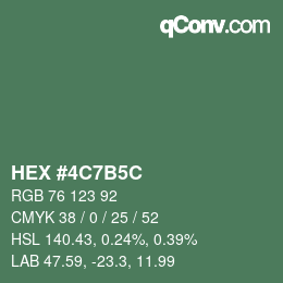 Color code: HEX #4C7B5C | qconv.com
