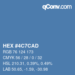Color code: HEX #4C7CAD | qconv.com