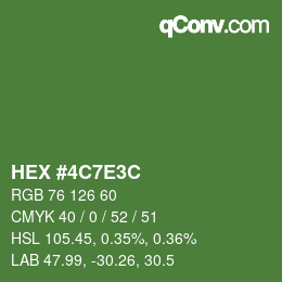 Farbcode: HEX #4C7E3C | qconv.com