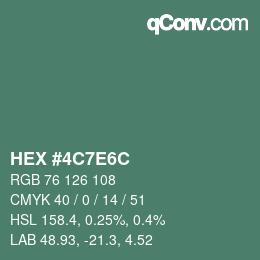 Color code: HEX #4C7E6C | qconv.com