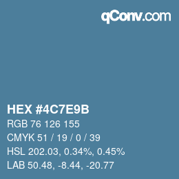 Color code: HEX #4C7E9B | qconv.com