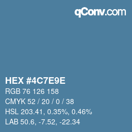 Color code: HEX #4C7E9E | qconv.com