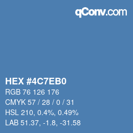 カラーコード: HEX #4C7EB0 | qconv.com